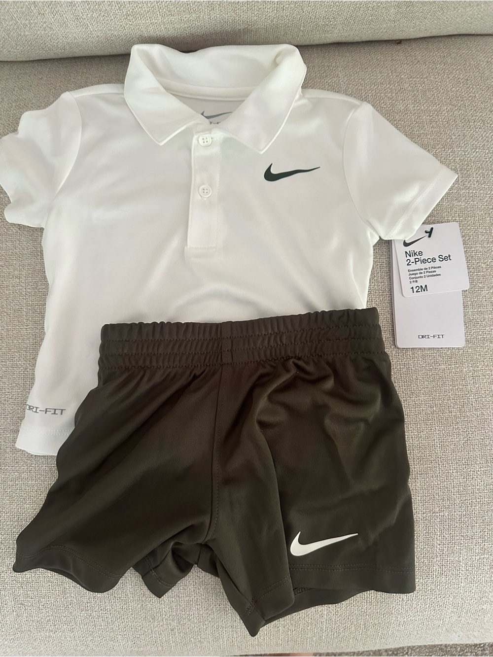 Nike White Polo and Olive Green Dri-FIT 2-Piece Set